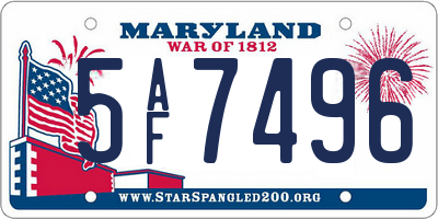 MD license plate 5AF7496