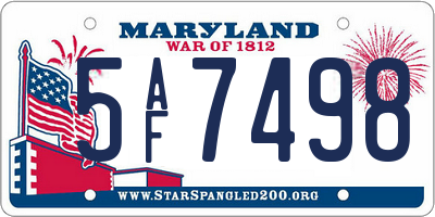 MD license plate 5AF7498