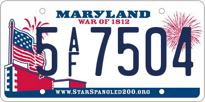 MD license plate 5AF7504