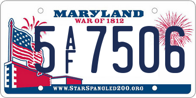 MD license plate 5AF7506