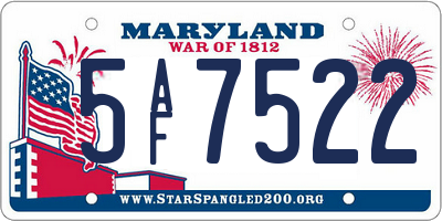 MD license plate 5AF7522