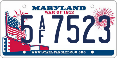 MD license plate 5AF7523