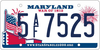 MD license plate 5AF7525