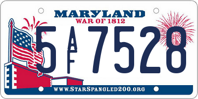 MD license plate 5AF7528