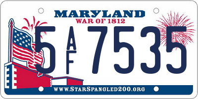 MD license plate 5AF7535