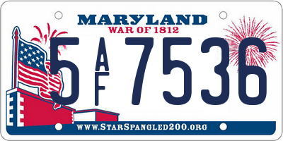 MD license plate 5AF7536