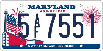 MD license plate 5AF7551