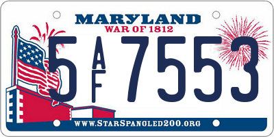 MD license plate 5AF7553