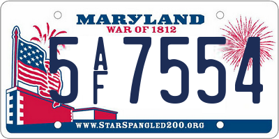 MD license plate 5AF7554