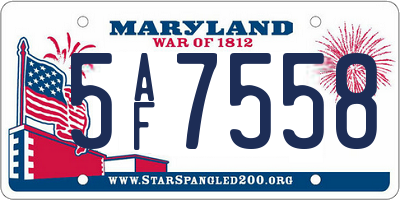 MD license plate 5AF7558