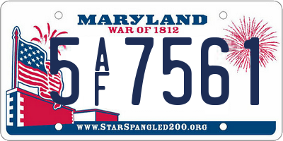 MD license plate 5AF7561