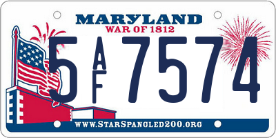 MD license plate 5AF7574