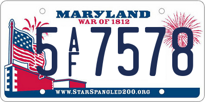 MD license plate 5AF7578