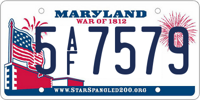 MD license plate 5AF7579