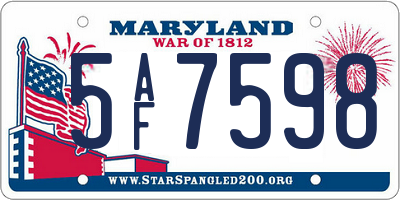 MD license plate 5AF7598