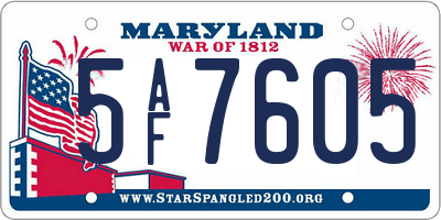 MD license plate 5AF7605