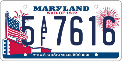 MD license plate 5AF7616