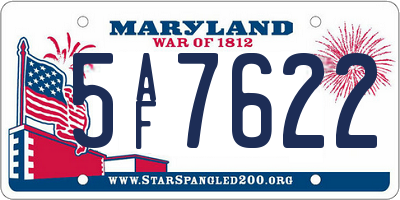 MD license plate 5AF7622