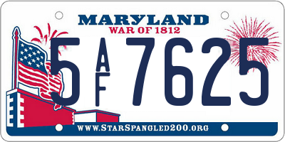 MD license plate 5AF7625