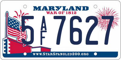 MD license plate 5AF7627