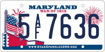 MD license plate 5AF7636
