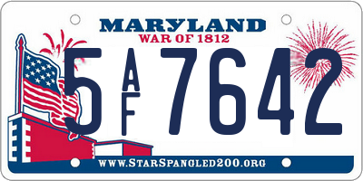 MD license plate 5AF7642