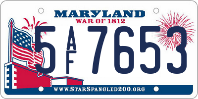 MD license plate 5AF7653