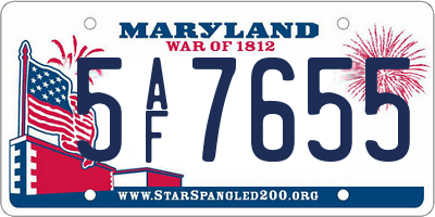 MD license plate 5AF7655