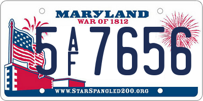 MD license plate 5AF7656