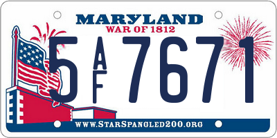 MD license plate 5AF7671