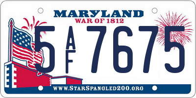 MD license plate 5AF7675