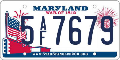MD license plate 5AF7679