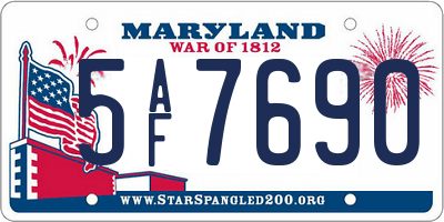 MD license plate 5AF7690