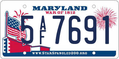 MD license plate 5AF7691