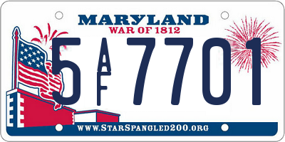 MD license plate 5AF7701