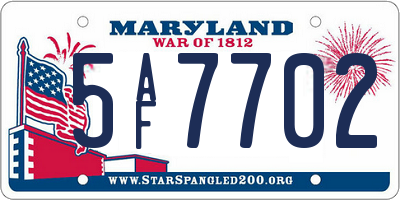 MD license plate 5AF7702