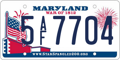 MD license plate 5AF7704