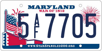 MD license plate 5AF7705