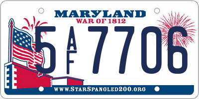 MD license plate 5AF7706