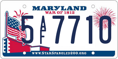 MD license plate 5AF7710