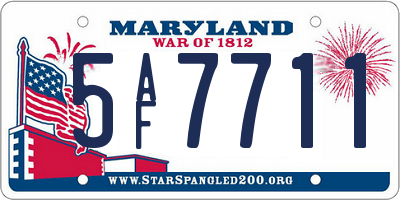 MD license plate 5AF7711