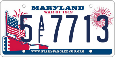 MD license plate 5AF7713