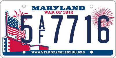 MD license plate 5AF7716