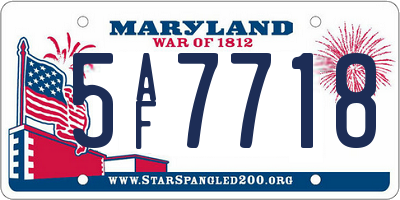 MD license plate 5AF7718