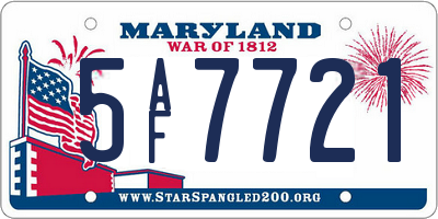 MD license plate 5AF7721