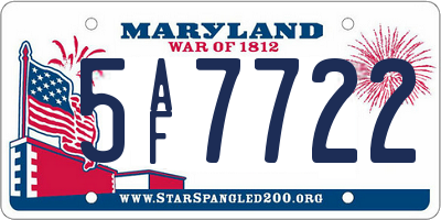MD license plate 5AF7722
