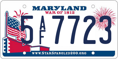 MD license plate 5AF7723