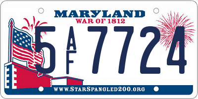 MD license plate 5AF7724