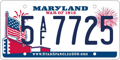 MD license plate 5AF7725