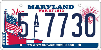 MD license plate 5AF7730